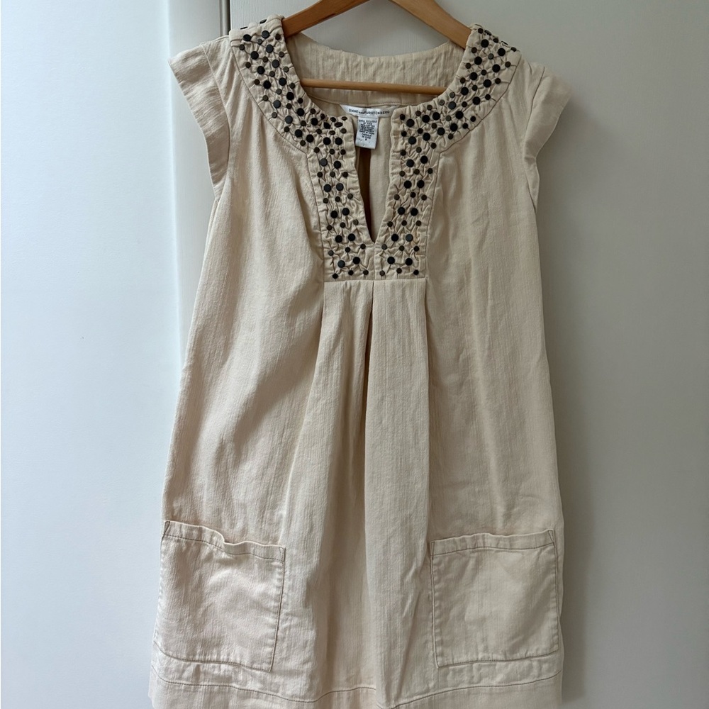 Diane Von Furstenberg vintage cream dress with studs